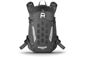 Rhinowalk Zaino da moto – Porta casco, parapioggia, foro per sacca idrica, zaino sportivo per escursionismo, arrampicata, ciclismo, corsa, campeggio, Nero, Medium to Large