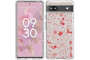 YCJACE Google Pixel 6a Case Clear with Christmas Design Soft Flexible TPU Ultra-Thin Shockproof Anti-Scratch Bumper Protective Cover Case for Google Pixel 6a-Christmas