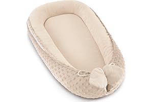‎BEARMOSS Bearmoss Babynestchen Kuschelnest Neugeborene Multifunktionale für Kinderbett Vielseitiges Tragbar Zweiseitig Babynestchen Bett 90x55cm(Weiß)