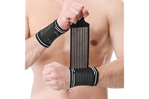 Neotech Care - Bandaż na nadgarstek - regulowana taśma kompresyjna - elastyczna i oddychająca tkanina - tuleja wspierająca do sportu - dla mężczyzn, kobiet, prawy lub lewy (Czarny, 2 jednostki, M)