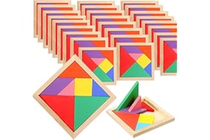 YUKOVEP Set di 24 Tangram Gadget Compleanno Bambini - Regalini Fine Festa, Fantastico Gioco di Puzzle, Rompicapo - Regali Giocattolo per Età Prescolare