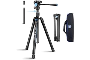 SIRUI Carbon Fibre Tripod for Camera, 152cm Compact Lightweight Tripod with Fluid Head AT-10, Portable Travel Tripod for Camera, DSLR, Camcorder, Video Camera, Macro Shooting, Max Load 5kg, Traveler X