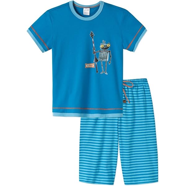 Schiesser Jungen Schlafanzug Kurz - Zweiteiliger Pyjama Mit Nashorn-Motiv