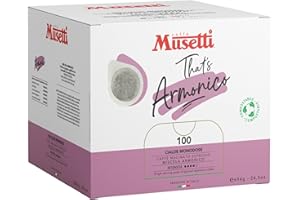 ‎CAFFÈ MUSETTI Caffè Musetti, 100Kaffeepads Armonico Mischung, 4/5 Intensität, Noten von Kakao und Haselnuss, Arabica und Robusta Qualität, Intensiver und Ausgewogener Geschmack, Voller und Anhaltender Nachgeschmack