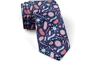 IKIKI-TECH Skinny Slim Fashion Necktie for men, Novelty Conversational Neckwear Ties (Bacteria Germs Microorganism Pattern), As Shown, Large