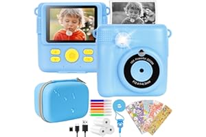 NICEWIN Kids Camera for Girls Boys,Instant Camera for Kids with Storage Case 1080P HD Digital Camera with Print Photo Paper, Birthday Gifts Toy (Blue)