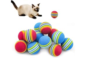 Andiker 12 Pcs Rainbow Cat Toy Ball, 1.38'' Foam Cat Ball Toy for Indoor Cat with 2 Color, Colorful Pet Foam Ball for Kitten Dog Puppy Play Sports Chase Training Interactive Toy Ball (Red+blue)