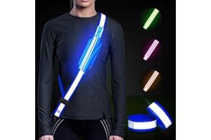 Ylzzrs LED Belt Reflective Sash for Walking at Night,High Visibility Adjustable Night Running Safety Gear,Light Up Running Belt Reflective Gear with Phone Bag/Armband for Runners Walkers Men Women