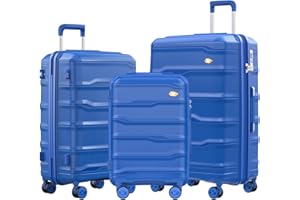 MGOB Juego Maleta Cabina Grandes Set de 3 Maletas Rígida de Policarbonato(PC) con Spinner Cerradura de combinación TSA (55CM, 66CM, 78CM)