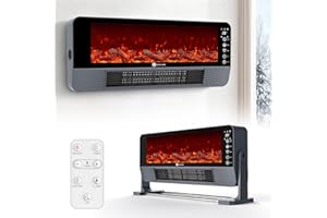 SWBSLL Calefactor Bajo Consumo,2000W PTC Ceramico Radiador Electrico, 3 Modos, Temporizador 12H, Protección Sobrecalentamiento/Vuelco, Iluminación de llama de Dos Colores, para Oficina, Dormitorio y Casa