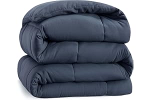 Casa Platino Double Duvet 10.5 Tog – Coverless Duvet with Corner Tabs, Box Stitched Quilt Microfibre Comforter, All Seasons, 200 x 200 cm - Navy