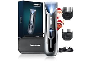 KENSEN Manscape Body Hair Trimmer Men, 120mins Extended Battery Life Electric Ball Trimmer Intimate Shavers for Men, Hypoallergenic Ceramic Blade, Waterproof Groin Shaver Groomer, Portable Storage Bag