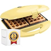 Bestron Brussels Retro Waffle Maker with Non-Stick Coating Sweet Dreams Collection 700 Watt Yellow