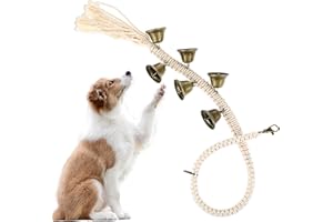 DSLSQD Dog Bell for Door Potty Training, Adjustable Hanging Door Bell Length Cotton Hand Woven Dog Doorbell with 6 Extra Loud Bells for Small Medium and Large Dogs to Go Outside Pet Supplies