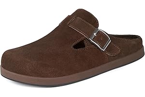 KUKTO Sabots Mules Homme Femme|Pantoufles Fermé avec Semelle Amovible|Cuir Chaussures de Jardin|Confort Antidérapant Sandales