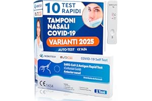 EUROCALI 10x Tamponi COVID 19 - Test Nuove Varianti 2025 - Tamponi Rapidi Nasali Certificati per Uso Domestico, Risultato Rapido