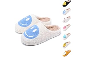 Flossty Hausschuhe Smiley Face Slippers Damen Herren - Winter Superweiche Hausschuhe, Warme Flauschige Plüsch Hausschuhe