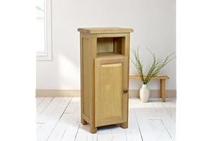 GROF GROFurniture Solid Oak Cabinet for Hallway or Livingroom, Narrow Slim Cabinet with 1 Door, Wooden Console or Side Table, Small Oak Display Unit