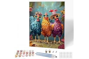 KEYIFA Peinture par Numéros pour Adulte Avec Cadre, Poulet Kits de Peinture au Numéro avec Acrylique et Pinceaux, DIY Creatif Toile Painting à l'huile, Décoration de Maison 30x40cm