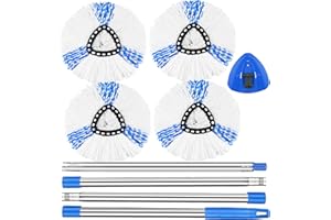 Sgizoku Recambio de Mopa Roja Compatible con la Mopa Vileda Spin 2 en 1, Cabezales de Microfibra para EasyWring&Clean Recambio de Mopa Triangular Turbo, Kit de Mopa Roja-Blanca (4+1+1) PCS