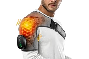AFDEAL Cordless Heated Shoulder Brace Support with Vibration, Heating Shoulder Wrap Shoulder Massager for Men Women, 3 Modes Shoulder Heating Pad Fits for Left or Right Shoulder, Solid Grey