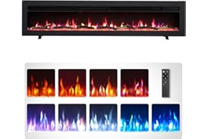 FlameKo Dilton 60"/152cm 3 in 1 Electric Fireplace with Logs, Freestanding, Wall Mounted, Recessed, 9 Colour Flame Effect, Media Wall Compatible, 900W - 1800W Heater, Remote Control
