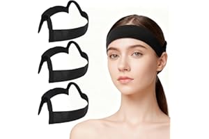 AABDTYYD 3 Pezzi Nero Fascia Parruca & Banda Elastica, Fascia Antiscivolo Comoda con Tagli per le Orecchie, Adatta per una Tenuta Sicura e Naturale