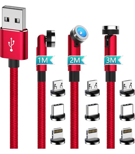 Cavo Magnetico 3 In 1 Con Rotazione 540° - 3 Pezzi 1m 2m 3m Per IPhone USB-C Micro USB