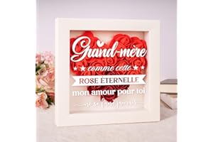 EINANMUT Cadeau Mamie, Cadeau Grand Mere - Cadre Coeur en Roses Éternelles, Cadeau Mamie Anniversaire Original avec Message d’Amour « Mon Amour Ne Se Fane Jamais »