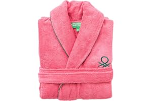 UNITED COLORS OF BENETTON Albornoz M/L 420GSM 100% Algodón con logo bordado color Rosa CORE Benetton