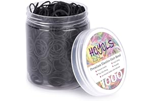 HOYOLS Petits élastiques en caoutchouc noir de 1,27 cm pour élastiques à cheveux, mini tresses pour queue de cheval pour bébés filles, nourrissons, enfants, cheveux épais, sans dommage, 1 000 pièces