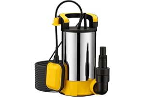 Wiltec Pompa sommersa, 900W 17000 l/h, profondità max 7 m, Elettropompa a immersione per pozzi e cisterne