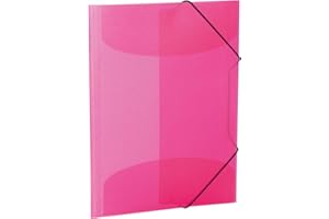 HERMA Sammelmappe A3 Pink Rosa Transluzent, Eckspanner-Mappe aus Kunststoff mit Gummizug und Innenklappen für Kinder, Jungen und Mädchen