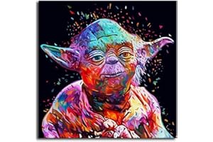 Shukqueen DIY Paint by Numbers for Adults DIY Oil Painting Kit for Kids Beginner - Master Yoda 16x20 Inch (Wooden Frame)