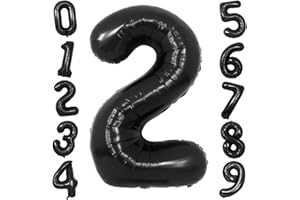 OUSUGA 40 Zoll Luftballon Zahl 2 Schwarz, Große 101cm Folienballon Helium Geburtstags Zahlenballons Schwarz für Jungen Mädchen Geburtstagsfeier Jubiläum Abschlussfeier Babydusche Partydekorationen