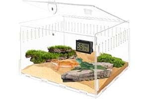 PORFOYO Boîte pour terrarium et reptiles, 30 x 20 x 15 cm, alimentation et transport pour reptiles, en acrylique, pour terrarium