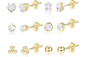 KISSPAT Ohrstecker Creolen Set für Damen, Hypoallergenes Ohrstecker glänzende Kleines Creolen für empfindliche Ohren, Ohrringe set für mehrere Piercings