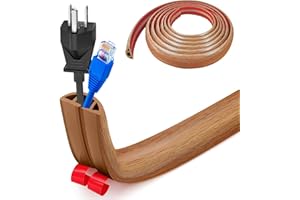 MEYUXG Floor Cord Covers Channel, Floor Cable Cover Protector, 3cm x 5m Heavy Duty Wire Cover, Protect Cables and Prevent Trip Hazards, Suitable for All Power Cords, Home, Warehouse, School(Yellow Oak Grain)