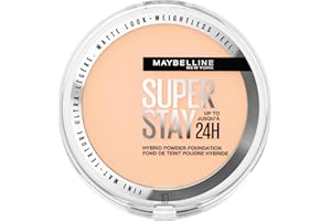 Maybelline Powder Foundation, Long-lasting 24H Wear, Medium to Full Coverage, Transfer, Water & Sweat Resistant, SuperStay 24H Hybrid Powder Foundation, 10