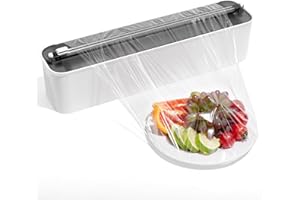 Quasziwa Frischhaltefolienspender mit Cutter - Magnetische & Klebebefestigung ohne Bohren, Folienschneider für Frischhaltefolie & Alufolie, Folienspender Schublade - Küchenorganizer bis 300m, Schwarz