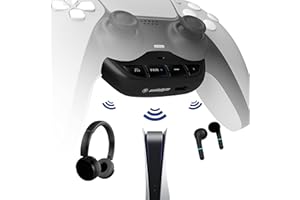 snakebyte PS5 BT Headset:Adapter 5 - Playstation 5 Bluetooth Adapter do zestawu słuchawkowego BT 5.0, Airpods, zestaw słuchawkowy Sony/Bose, z 18 godzinami pracy na baterii, przyciski wyciszenia,
