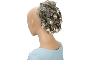 CAISHA Parrucchino Scrunchie Updo Acconciature Voluminoso Ricci Disordinato Bun Grigio Biondo Mix G2L