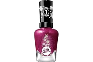 Sally Hansen Miracle Gel™, Sugar Plum Kisses, fórmula similar a gel, no necesita lámpara UV, esmalte de uñas rosa con purpurina