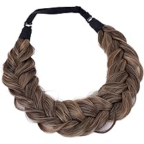 Cerchietto A Treccia Con Capelli Finti - Fascia Capelli Intrecciata | Regolabile 45-55cm | Marrone Scuro - Foto 2