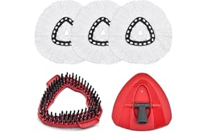 AIYIRIED Spin Mop Head Replacement, Base, Brush Compatible with Vileda Turbo Microfibre Mop for EasyWring 1 Tank System,3 Microfiber Mopping Refills,1 Base and 1 Scrubber Brush for Multi-surface Floor Clean