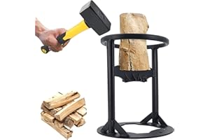Carlong Wood Splitter Manual, Manual Wood Splitter with Hammer Heavy Duty Cast Iron Firewood Splitter Kindling Cracker Carbon Steel for Home Camping (Color : Black(Small))