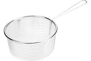 Pendeford Housewares CB03 Chip Handle-Stainless Steel Frying Pan Deep Fryer Basket for Straining French Fries and Various Foods-7 Inches, Silver