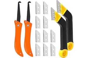 VEGENA Lot de 2 outils de retrait de joints de carrelage avec 10 lames de rechange, outil de détachement coudé pour joints de joints, nettoyage des joints, outils pour mur, salle de bain, carrelage