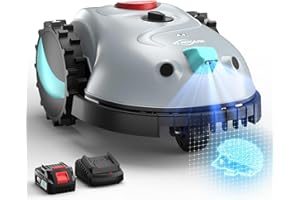 YARDCARE V100 Robot Tondeuse sans Fil Périphérique avec Navigation Visuelle, Coupe en Spirale, Détection d'obstacles 150, Robot Tondeuse Gazon avec Batterie(4Ah), Lames de Rechange