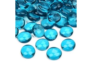 Vorentxia Confezione da 200 Pietre Babbane Decorative in Vetro, 900 g, Pepite di Vetro Blu, Pietre Babbane in Cristallo, Pietre Decorative Piatte Grandi, Pietre per Mosaico in Vetro, per Acq